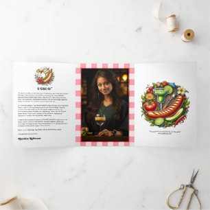 Invitación Tríptica Graduación en barbacoa de Gingham y Grill Rústico