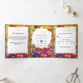 Invitación Tríptica Graffiti de Boda de Burbujas de historietas pop 💥