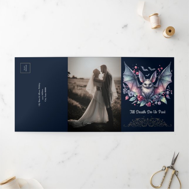 Invitación Tríptica Hasta la muerte con el Boda del murciélago (Exterior)