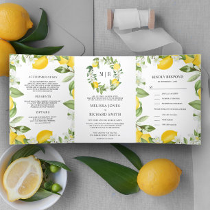 Invitación Tríptica Huerto de Limones Rústicos de Cítricos Todo en Uno