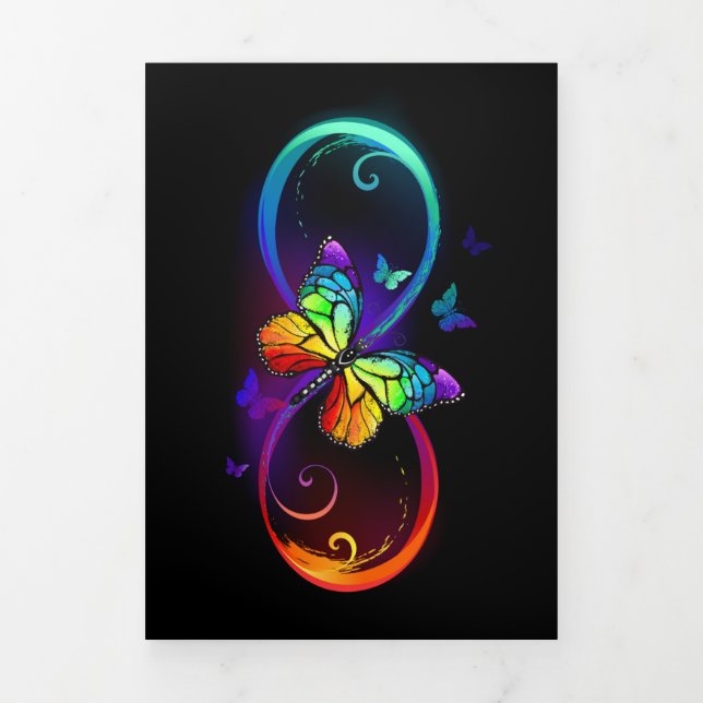 Invitación Tríptica Infinidad vibrante con mariposa arco iris sobre ne (Foto de portada)
