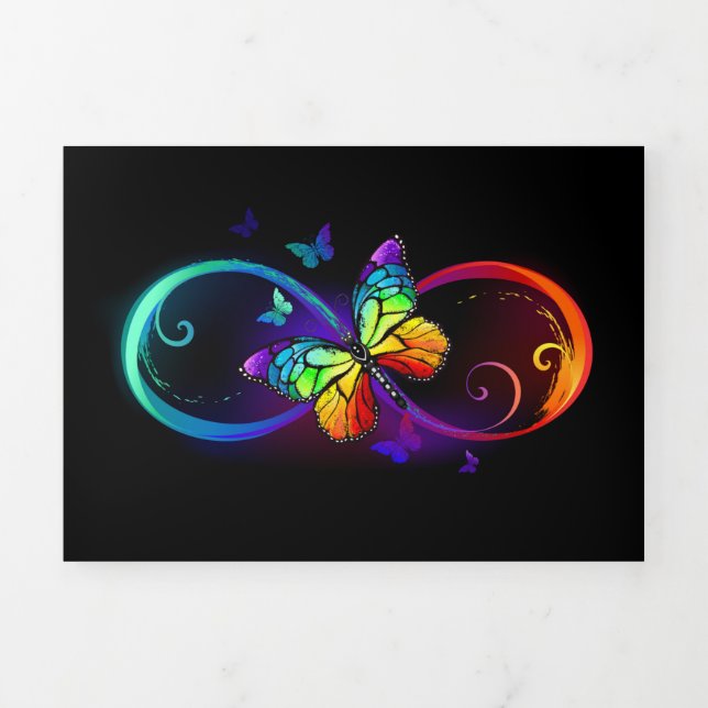 Invitación Tríptica Infinidad vibrante con mariposa arco iris sobre ne (Foto de portada)