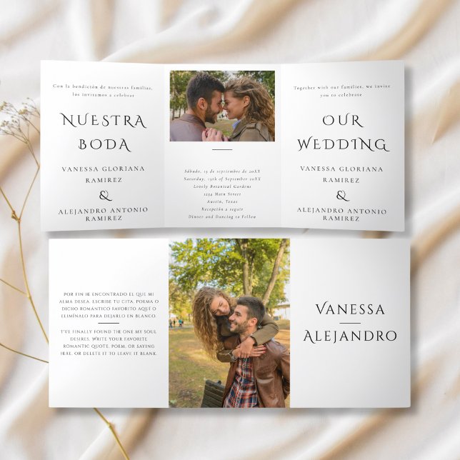Invitación Tríptica Inglés y Español Nuestra Boda Boda Bilingüe (Subido por el creador)