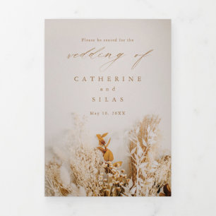 Invitación Tríptica Itinerario de Boda Floral Boho
