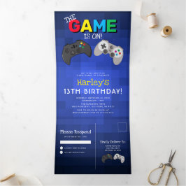 Invitación Tríptica ¡Juegos! | Cumpleaños de Videojuegos