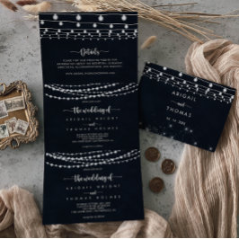 Invitación Tríptica La cuerda rústica ilumina el triple Boda de