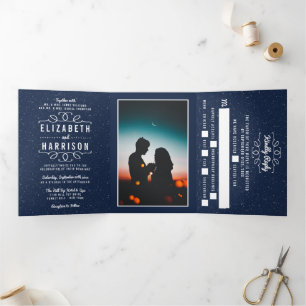 Invitación Tríptica La suite Boda estrellada