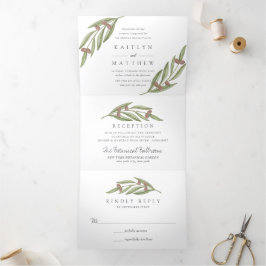 Invitación Tríptica La suite Olive Branch Boda Collection