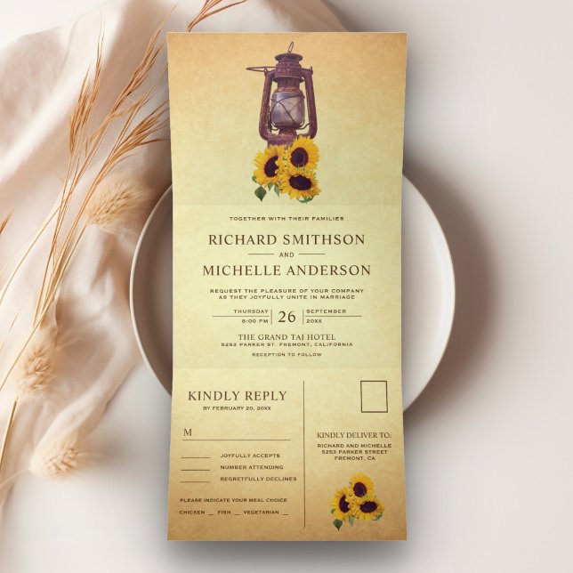 Invitación Tríptica Lámpara de Aceite de Girasol Rústico Todo en Uno B (Subido por el creador)