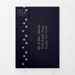 Invitación Tríptica Las noches árabes son moradas y doradas todo en un