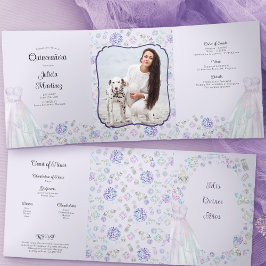 Invitación Tríptica Lilac Quinceanera Diamonds Princesa Vestida Foto