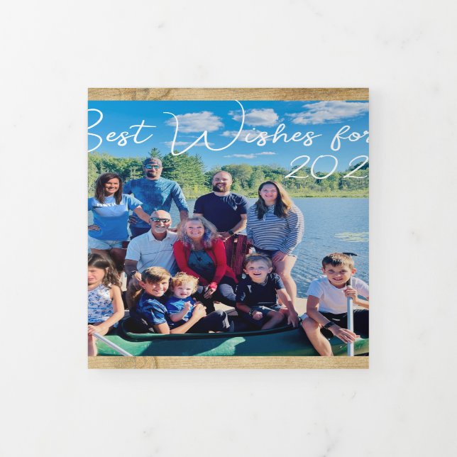 Invitación Tríptica Los mejores deseos para la foto de Año Nuevo y la  (Foto de portada)