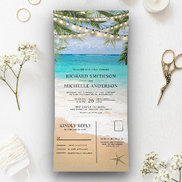 Invitación Tríptica Luces de Cuerda de Playa Tropical Todo en Uno para