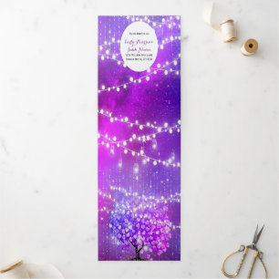 Invitación Tríptica Luces de hadas elegante Plum Boda de la hoja del c