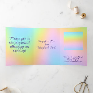 Invitación Tríptica Magnífico Boda del arcoiris Pastel