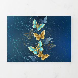 Invitación Tríptica Mariposas doradas
