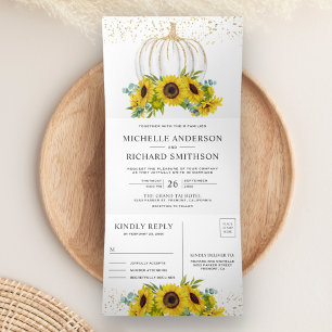 Invitación Tríptica Matrimonio de la caída de la calabaza blanca de lo