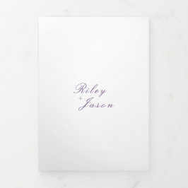 Invitación Tríptica Matrimonio elegante de código QR morado limpio