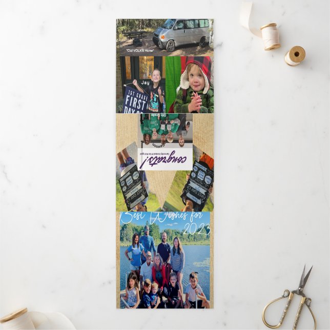 Invitación Tríptica Mejor deseo para foto de Año Nuevo y carta navideñ (Exterior)