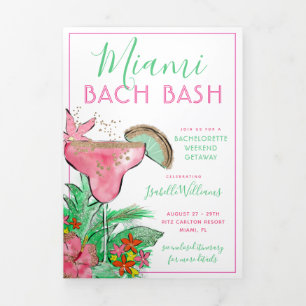 Invitación Tríptica Miami Beach Bachelorette Itinerario