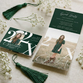 Invitación Tríptica Minimal Modern Bold Graduation Year Arch Photo