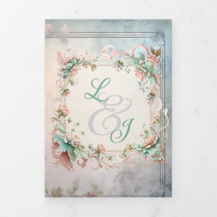 Invitación Tríptica Moda Boda de la era de la regencia floral