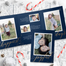 Invitación Tríptica Moda Dorada Stardust Tres veces Navidades de la Ma
