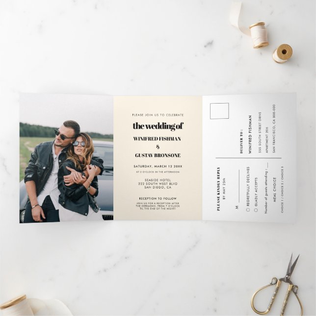 Invitación Tríptica Moda elegante Todo en un boda (Interior)