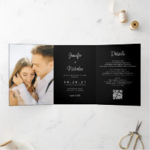 Moderna boda negra RSVP Detalles del código QR Fot
