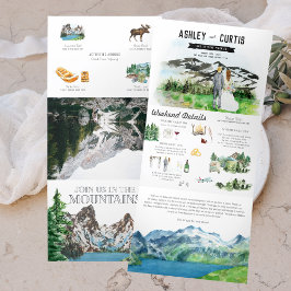 Invitación Tríptica Montaña nevada robusta | Boda ilustrada