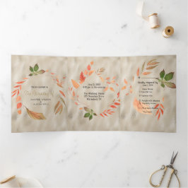 Invitación Tríptica Naranja de caída y hojas amarillas