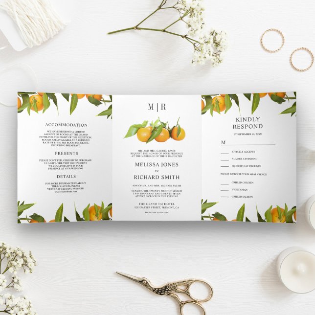 Invitación Tríptica Naranja de Citrus Tangerino Orchard todo en un Bod (Subido por el creador)