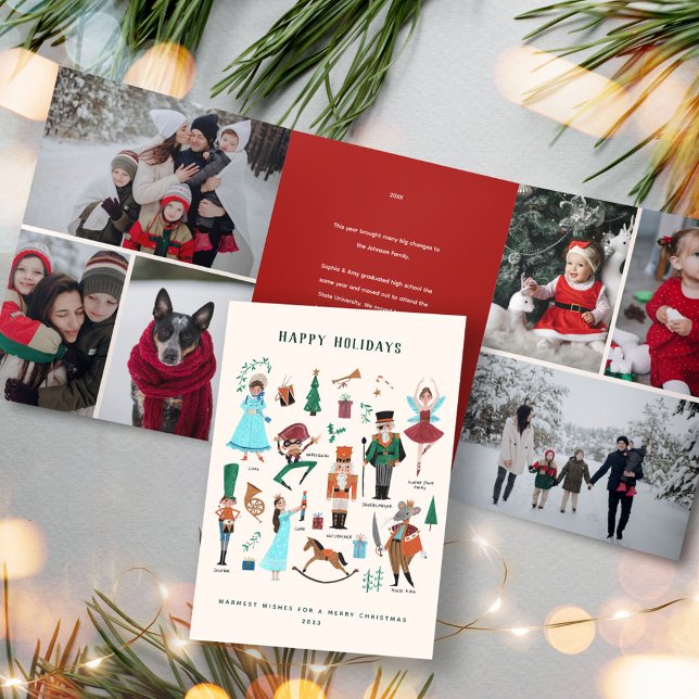 Invitación Tríptica Navidades fotográficos de la familia Nutcracker (Nutcracker Family Photo Christmas Tri-Fold Invitation)