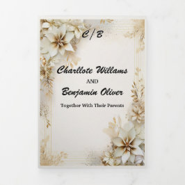 Invitación Tríptica Navidades Invierno Ivory Beige Mínimo Personalizad