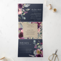 NAVY KRAFT PURPLE LILAC FLORAL BODA DE COLOR DE AG