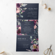NAVY WILD PURPLE LILAC FLORAL WATERCOLOR BODA