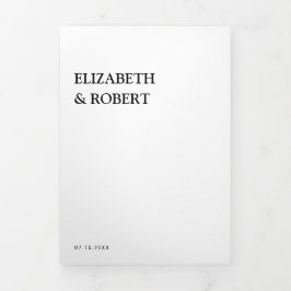 Invitación Tríptica Negro y blanco Minimalista simple boda moderno Inv