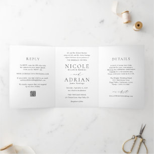 Invitación Tríptica Nicole White Elegant Wedding