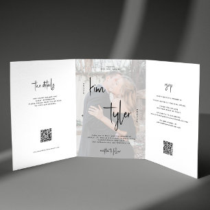 Invitación Tríptica Nombre de la foto guión matrimonio RSVP detalles c