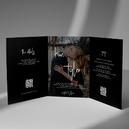 Invitación Tríptica Nombres de fotos detalles de RSVP de boda código Q