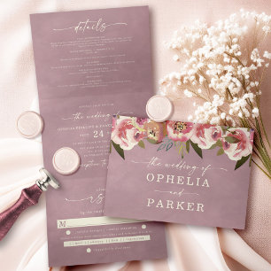 Invitación Tríptica Ophelia Cottagecore Floral Foto Boda