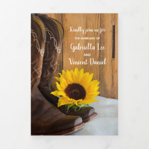 Invitación Tríptica País Girasol Boda del Barn Occidental