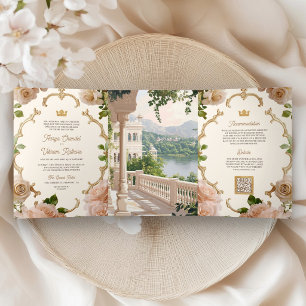 Invitación Tríptica Palacio del Lago Real de Rajasthan Boda India Códi
