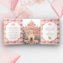 Palacio Indio Elefante Rosa y Dorado Foto Boda