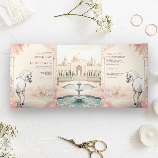 Invitación Tríptica Palacio Real Indio Boda India Todo en Uno (Subido por el creador)