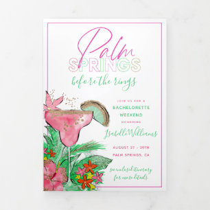 Invitación Tríptica Palm Springs Bachelorette Itinerary Tri-Fold Invi