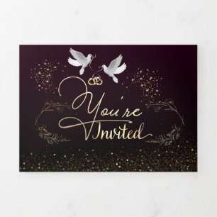 Invitación triptica para boda personalizada