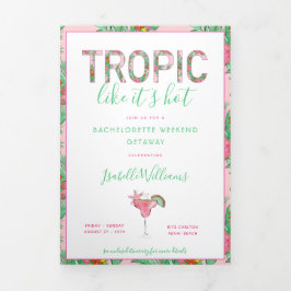 Invitación Tríptica Preppy Beach Bachelorette Itinerary