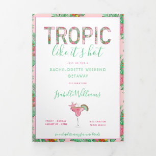Invitación Tríptica Preppy Beach Bachelorette Itinerary