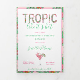 Invitación Tríptica Preppy Beach Bachelorette Itinerary